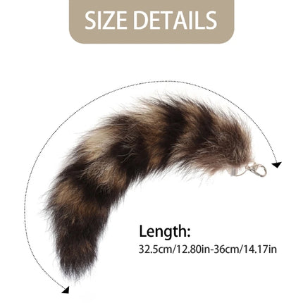 Plush-Fox Tail Keychain Furry Racoon Tail Keyring Keychain 28cm Animal Tail Key-Pendant Pompoms Keyring Holder Bag-Decor