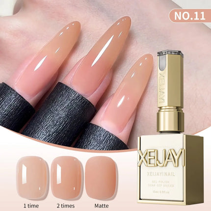 6Pcs 15ml Ice Nude Peelable Polish, UV/LED - set, Formaldehyde - free Oval, Glossy. Good for Salon & DIY Gel Set
