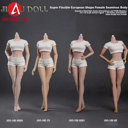 JIAOU DOLL 1/6 Female Super Flexible Seamless Body JOQ-10E JOQ-09F Metal Skeleton European Shape Large Breast Body
