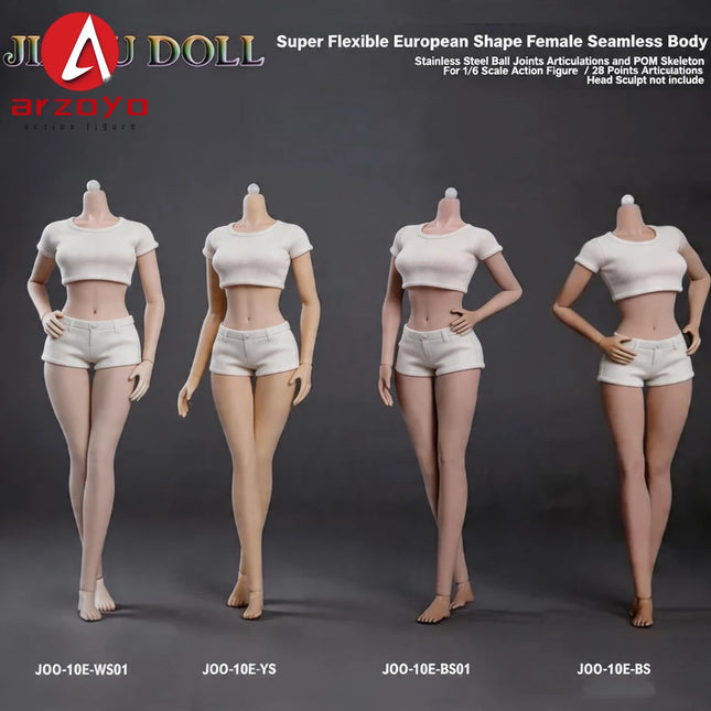 JIAOU DOLL 1/6 Female Super Flexible Seamless Body JOQ-10E JOQ-09F Metal Skeleton European Shape Large Breast Body