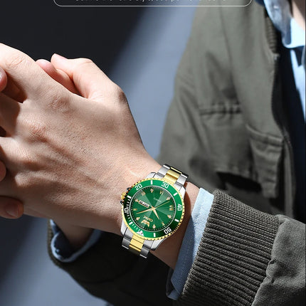 OPK 8171 Men's Watches Simple Casual Original Quartz Watch for Man Waterproof Stainleess Steel Luminous Dual Calendar Display