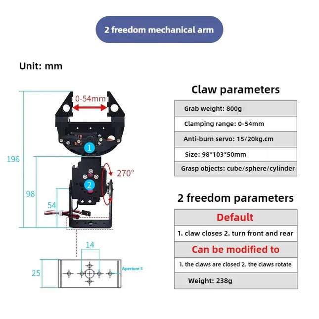2/3/4/6 Multi-degree-of-freedom Robot Arm Servo Parallel Gripper Claw Stm32 Open Source Robotics Intelligent Cart Gripper