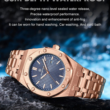 PAAZOMU Luxury Watches For Men Stainless Steel Waterproof Luminous Man Watch Date Week Fashion Casual Men's Quartz Watch Reloj