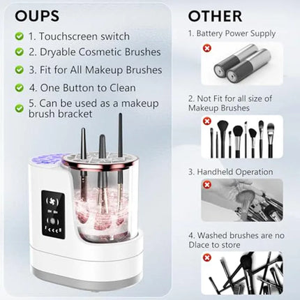 3-in-1 Electric Makeup Brush Cleaner & Dryer Fully Automatic Quick-Drying Tool No Damage to Brush Bristles Beauty Accessory