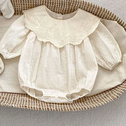 2026 Spring Princess Infant Baby Girl Bodysuit Sisters Dress Flower Embroidery Dress For Infant Sibling Girls Toddler Outfit