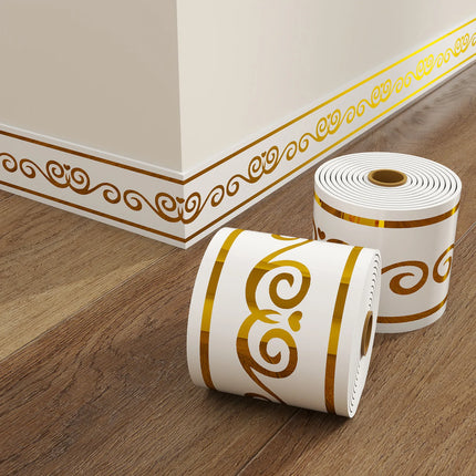 1Roll 10cmx5m Rolled Self-Stick Baseboard Trim-Anti-Collision Wall Waistband Sticker for Living Room Bedroom Home Decor ﻿