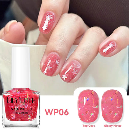 LILYCUTE 7ml Holographics Nail Polish Colorful Shining Effect Air Dry Glitter Nail Art Varnish No Need Lamp Nail Care Polish