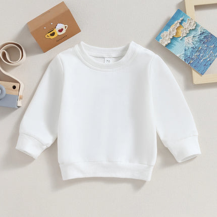 Toddler Baby Boys Girls Fall Sweatshirts Solid Color Long Sleeve Crewneck Pullover Tops Casual Unisex Kids Plain Sweatshirt 0-3Y