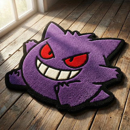 Kawaii Gengar Rug | Custom Pokémon Anime Mat for Cool Bedroom & Gaming Room Decor | Perfect Gift for Gamers & Anime Fans
