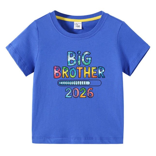 Children's T-shirts 2026 New Design Original Letter Kids Fasion Tops Big Brother Printed Boys Pure Cotton Tees Kids O-Neck Tops
