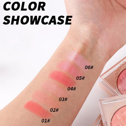 European American Style Rose Blush with Shimmer Fine Glitter Highlighting Contour Powder for Face Natural and Three-Dimensional