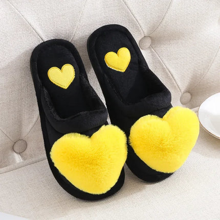 Autumn/winter Warm Cotton Slippers Women's Cartoon Peach Heart Design Floor Anti-slip Home Slippers For New Mothers