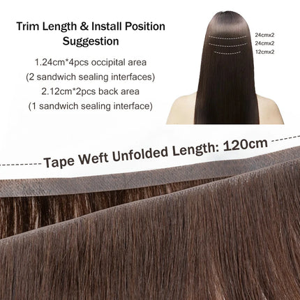 Invisible Long Tape PU Weft Human Hair Bundles Real Natural Hair Seamless & No-Glue Injected Tape In Hair Extensions Thick Ends