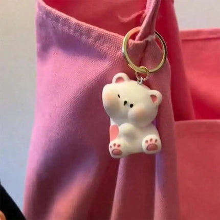 2pcs Cute Cartoon Bear Couple Keychain Mini Pendant For Bag Car Decoration Valentines Day Gift