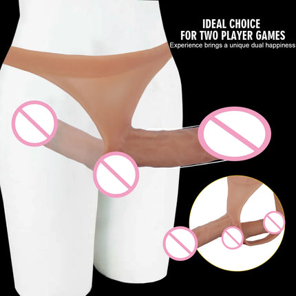 Double dildo Silicone double Penetration anal Strap on dildos For Lesbian Wearable chastity Pants Strapon Penis 18+Sex Toy women