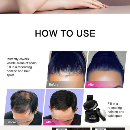 Fluffy Hairline Powder Concealer Temporary Hair Fibers black Hair Root Cover Up Gray Coverage Hairline Shadow Powder Instantly