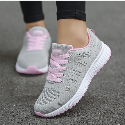 Women's Sneaker 2025 New Fashion Breathable Trainers Comfortable Sneakers Mesh Fabric Lace Up Women's Tennis Shoes For Women