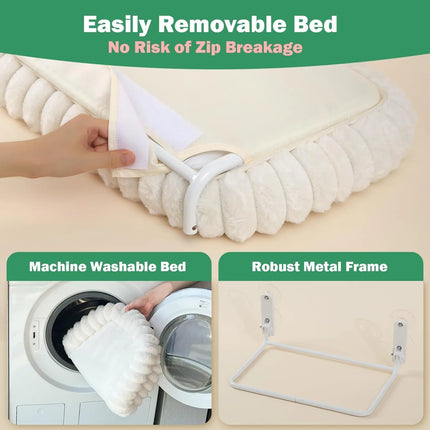Foldable Cat Window Perch -with 4-Sided Bolster, Metal Frame - Window Hammock for Large Cats and Kittens