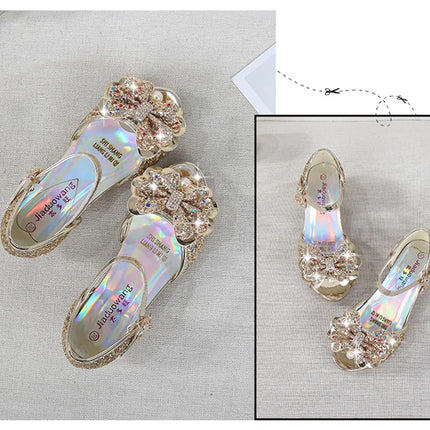10 Colors Children Princess Sandals Kids Girls Wedding Shoes High Heels Dress Shoes Bowtie Gold Pink Blue Silver Shoes For Girls