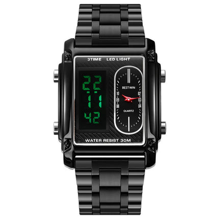 Men Wrist Watches Top Brand Luxury Relogio Masculino Stainless Steel Band Watch For Male Clock Men Dual Display Wrist Watch