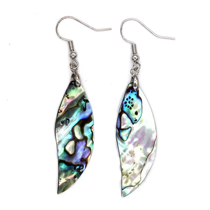Natural Abalone Shell Earrings For Women Girls Colorful Carved Leaf Shape Ear Shell Dangle Hook Eardrop Earring Jewelry Gifts