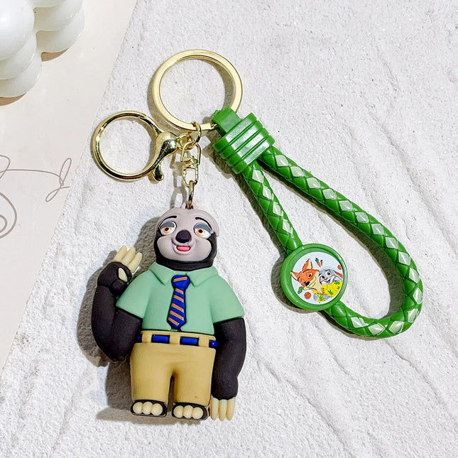 Zootopia Keychain Set Judy& Nick Wilde PVC Figure Keychain, Disney Movie Character Key Ring, Animal Cartoon Bag Charm Gift