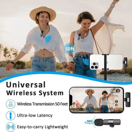FANGTUOSI Noise-canceling microphone Wireless lavalier microphone for live streaming/YouTube/TikTok/Facebook Mic for Android