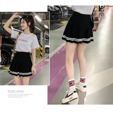 Kawaii Harajuku Skirts Preppy School Uniform High Waist Pleated Women Girls Lolita A-line Sailor Skirt