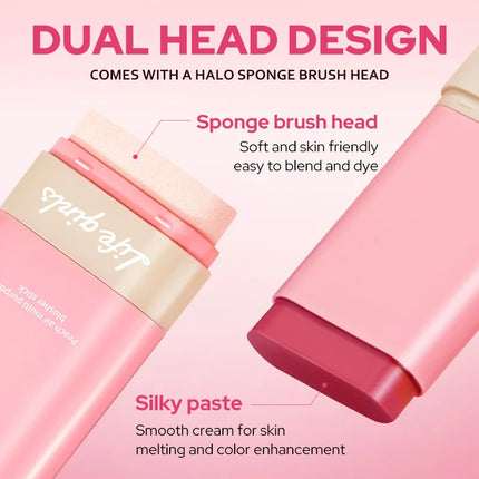 Life Girls Peach air multi purpose blusher stick,Natural and comfortable to wear, with a natural makeup effect. Highlighting blu