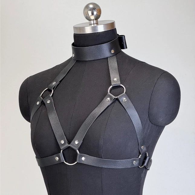 Women Fashion PU Leather Harness Belts Punk Street Style Erotic Chest Harness Gothic Fetish Adjustable Couple's Date Accessory