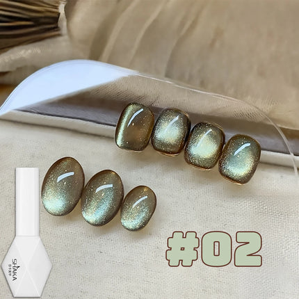 WS 10ML Sunlight Cat Eye Gel Nail Polish Autumn Winter Whitening Wine Red Color Light Sunset Glow Cat Eye Glass Beads Nail Atr