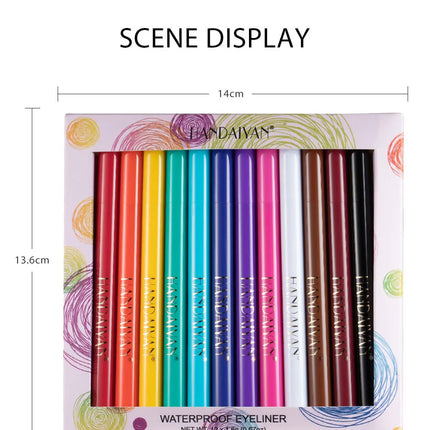 12-Piece Set Matte Colored Eyeliner Pens - Quick-Drying, Non-Smudging Liquid Eyeliner Pens