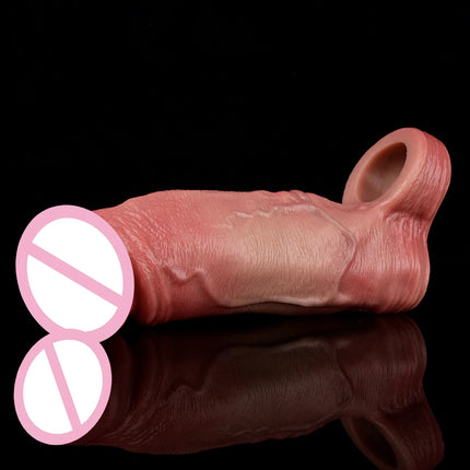 ORALSX Realistic Hollow Dildo Penis Sleeve Reusable Extend Device Penis Pump With Cock Ring Sex Toys For Men Delay Ejaculation