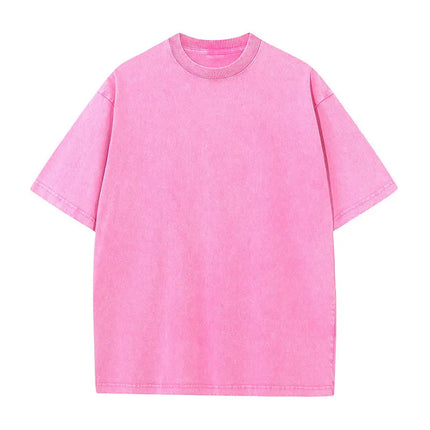 Summer fashion men's washed T-shirt cotton retro faded unisex basic T-shirt short-sleeved loose sports top