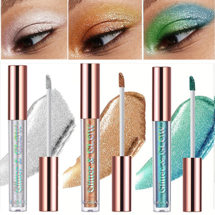Diamond Shimmer Liquid Eyeshadow Set - Pearlescent Finish High-Pigment Long-Lasting Glitter Eyeshadow for Dazzling Beauty