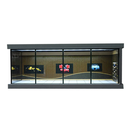 Diorama 1: 43 Car Showroom Parking Lot Scene Model with LED Lighting City Car Garage Scene Display Models