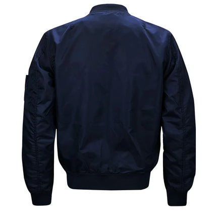 Men's casual pilot jacket, outdoor autumn/ waterproof and windproof MA-1 flight jacket, with pockets, stand col