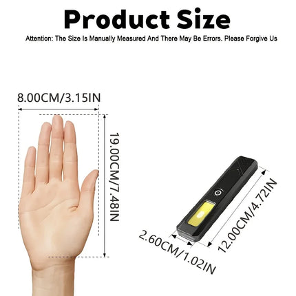 Rechargeable LED Handheld Flashlight 600LM Powerful Mini COB Flashlight Outdoor Camping Fishing Flashlight Pen Clip Lantern