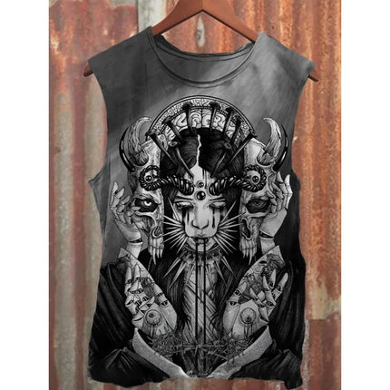 Neutral Tank Retro Satan Curse Sheep 3D Printed Tank Top Punk Style Street Fashion Casual Men's Tank Top Plus Xs-5XL