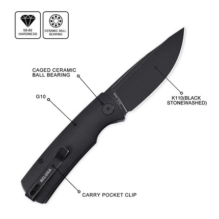 Petrified Fish Beluga PFP01 Lightweight Folding Knife EDC K110 G10 Handle Knife for Hunting Fishing Outdoor Camping Survival