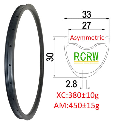 29er MTB XC AM 270g-465g Carbon Rim 28/30/32/34/35/36/38/40 Wide 23/25/28/30mm Deep Symmetric or Asymmetric UD 24/28/32/36Hole