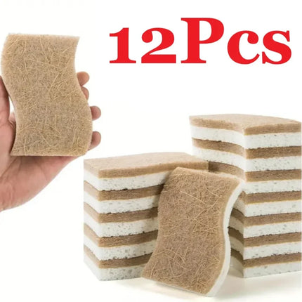 1/6/12PCS Natural Cellulose & Coconut Kitchen Sponge - White for Dishes