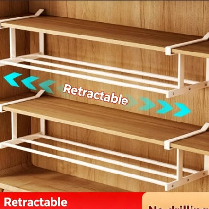 Adjustable Shoe Rack | Space-Saving Layered Organizer For Home Shoe Cabinets | Under-Shelf Shoe white