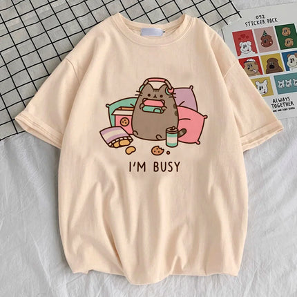Pusheen shirt girl anime Punk Graphic harajuku Retro 2000s t-shirt Y2K hip hop Pastel Classic Psychedelic