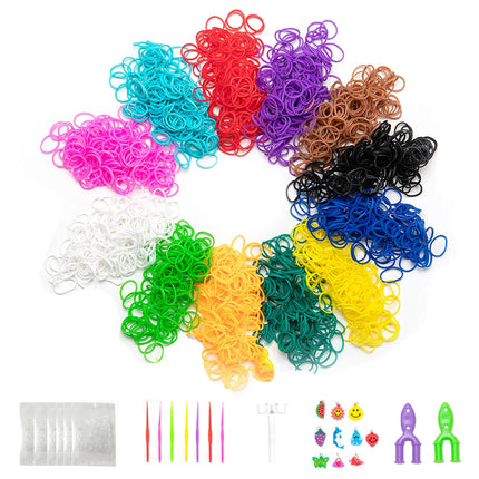 600Pcs Rainbow Rubber Band Loom -DIY Necklace S-clip Girl Rubber Band Bracelet Toys Bracelet Weaving DIY Crafting Tools
