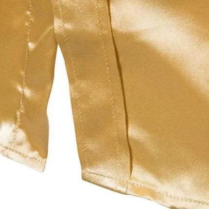 Amazon Spring Autumn Men's Long Sleeve Shirt Casual Fashionable Shiny Interior Top Men's European Style Foreign Trade Shirt