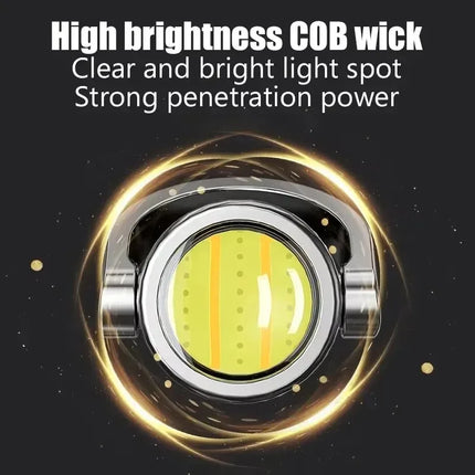 Rechargeable Mini Keychain Flashlight COB Working Light with Outdoor Hook Emergency Warning Light for Camping Walking Hiking