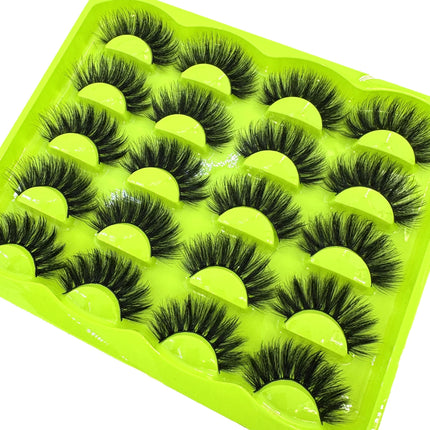 New 10 Pairs 3D Faux Mink Lashes Wispy Fluffy 25MM False Eyelashes Thick Volume Dramatic Cat Eye Lashes Long Strip Wispy Makeup