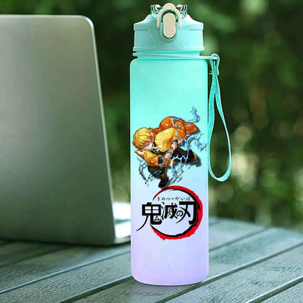 Demon Slayer  Straw Cup 750ML Children's Large Capacity Portable Kamado Nezuko Sports Plastic Bottle Anime Gradient Drinking