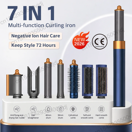 TINSOL 7 in 1 Multi-Function Hair Dryer & Styling Tool Automatic Curling Set 1300W Straightener Professional Salon Hair Dryer